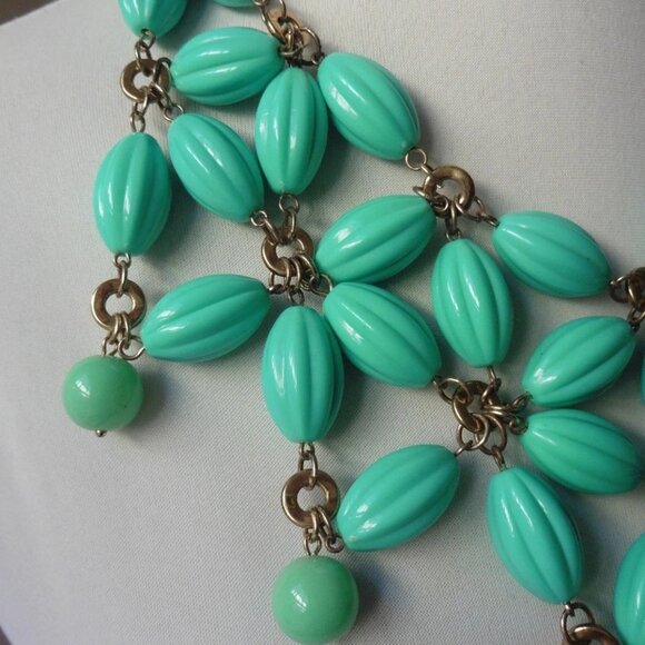 Anthropologie Turquoise Vetula Chunky Floral Flowers Statement Necklace - Picture 3 of 4